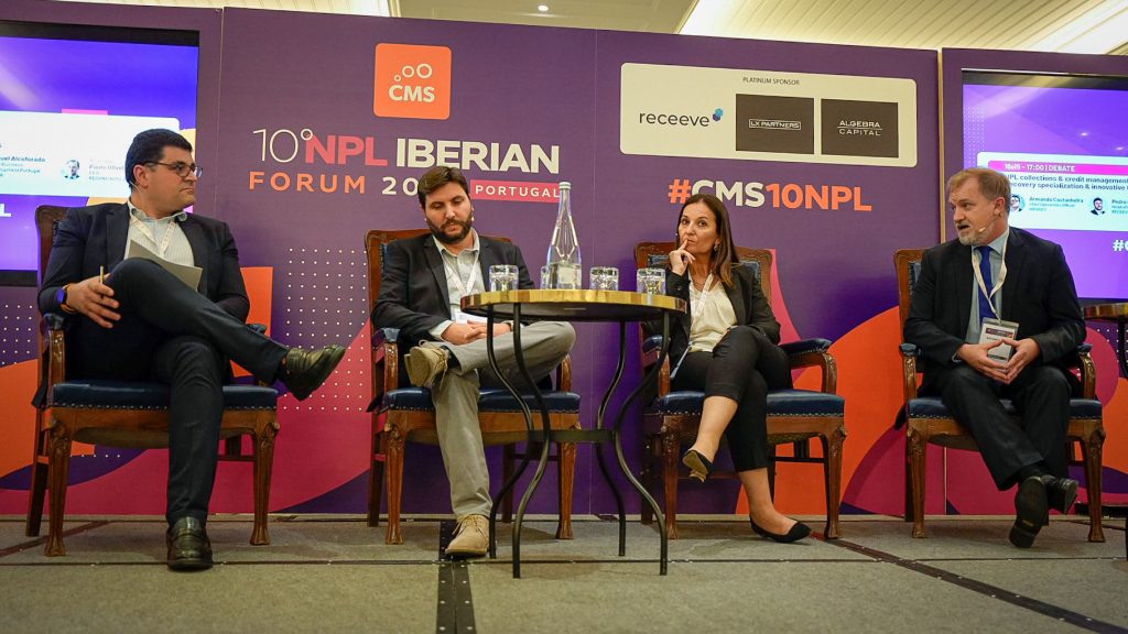 Armando Castanehria COO of Hipoges at event 10th NPL Iberian Forum by CMS Group about Servicing Asset Management Debt Business in Lisbon Real Estate Market conference people speaking at panel 